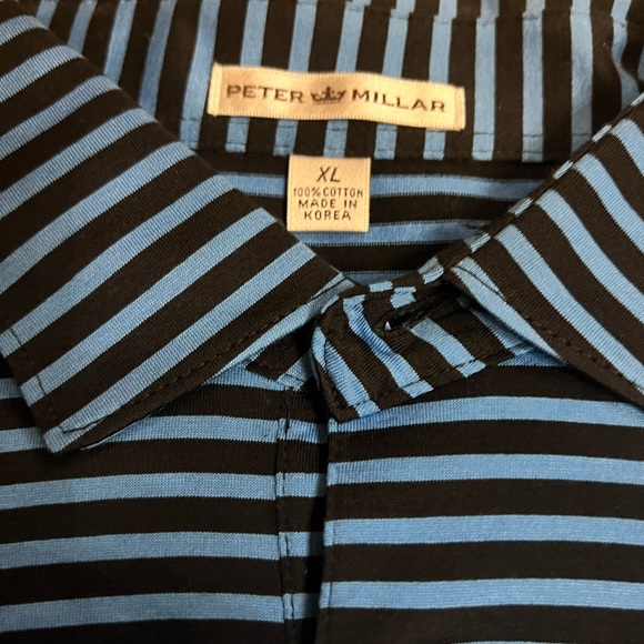 Peter Millar blue and black striped polo. Worn twice. - Picture 3 of 3